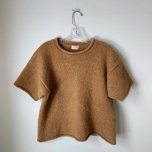Vintage Camel Wool Short Sleeve Sweater
